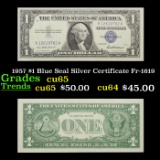 1957 $1 Blue Seal Silver Certificate Fr-1619 Grades Gem CU