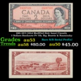 1961-1972 (1954 Modified Hair Issue) Canada 2 Dollars Banknote P# 76b, Sig. Beattie & Rasminsky Grad