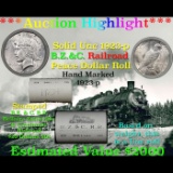 ***Auction Highlight*** Full solid date 1923-S Au/Bu Slider Peace silver dollar roll, 20 coins (fc)