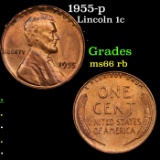 1955-p Lincoln Cent 1c Grades GEM Unc RB