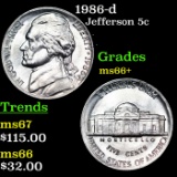 1986-d Jefferson Nickel 5c Grades GEM++ Unc