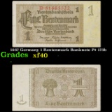 1937 Germany 1 Rentenmark Banknote P# 173b Grades xf