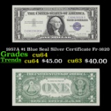 1957A $1 Blue Seal Silver Certificate Fr-1620 Grades Choice CU