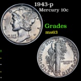 1943-p Mercury Dime 10c Grades Select Unc