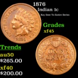 1876 Indian Cent 1c Grades xf+