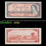 1973-1975 (1954 Modified Hair Issue) Canada 2 Dollars Banknote P# 76d, Sig. Lawson & Bouey Grades vf