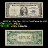 1935F $1 Blue Seal Silver Certificate Fr-1615 Grades vf+