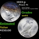 1923-p Peace Dollar $1 Grades Choice Unc