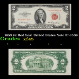 1953 $2 Red Seal United States Note Fr-1509 Grades xf+