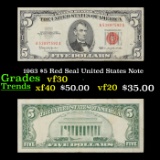 1963 $5 Red Seal United States Note Grades vf++