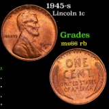 1945-s Lincoln Cent 1c Grades GEM+ Unc RB