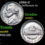 1986-d Jefferson Nickel 5c Grades GEM+ Unc