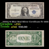 1935A $1 Blue Seal Silver Certificate Fr-1608 Grades vf++