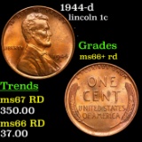 1944-d Lincoln Cent 1c Grades GEM++ RD