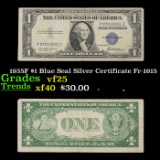 1935F $1 Blue Seal Silver Certificate Fr-1615 Grades vf+