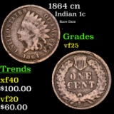 1864 cn Indian Cent 1c Grades vf+