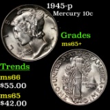 1945-p Mercury Dime 10c Grades GEM+ Unc