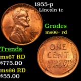 1955-p Lincoln Cent 1c Grades GEM++ RD