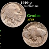 1916-p Buffalo Nickel 5c Grades xf+