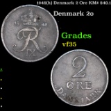 1948(h) Denmark 2 Ore KM# 840.1 Grades vf++