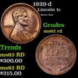 1920-d Lincoln Cent 1c Grades Select Unc RD