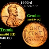 1953-d Lincoln Cent 1c Grades Gem+ Unc RD