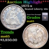 ***Auction Highlight*** 1875-s Twenty Cent Piece 20c Graded ms65 BY SEGS (fc)
