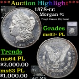 ***Auction Highlight*** 1878-cc Morgan Dollar $1 Graded ms63+ PL BY SEGS (fc)