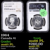 NGC 1964 Canada Dollar $1 Graded ms65 PL BY NGC