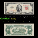 1953C $2 Red Seal United States Note Key To The Series Fr-1512 Grades vf++