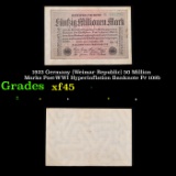 1923 Germany (Weimar Republic) 50 Million Marks Post-WWI Hyperinflation Banknote P# 109b Grades xf+