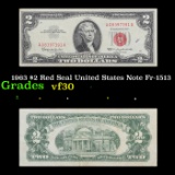 1963 $2 Red Seal United States Note Fr-1513 Grades vf++