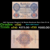1907 Germany (Empire) 20 Marks Banknote Rare Date P# 28 Grades vf++