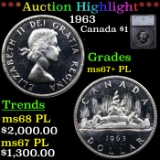 ***Auction Highlight*** 1963 Canada Dollar $1 Graded ms67+ PL By SEGS (fc)