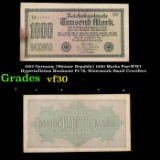 1922 Germany (Weimar Republic) 1000 Marks Post-WWI Hyperinflation Banknote P# 76, Watermark Small Cr