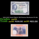 1936 (1925 Issue) Spain 100 Pesetas Banknote P# 69c Grades Choice AU