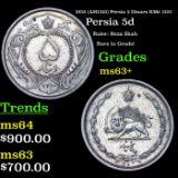 ***Auction Highlight*** 1932 (AH1310) Persia 5 Dinars KM# 1123 Grades Select+ Unc (fc)