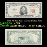 1963 $5 Red Seal United States Note Grades xf+