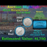 ***Auction Highlight*** Coney Island Shotgun 1886 & 'P' Ends Mixed Morgan/Peace Silver dollar roll,