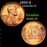 1955-d Lincoln Cent 1c Grades GEM+ Unc RB