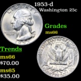 1953-d Washington Quarter 25c Grades GEM+ Unc