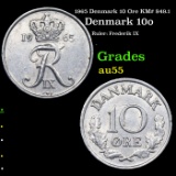 1965(h) Denmark 10 Ore KM# 849.1 Grades Select Unc