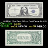 1957B $1 Blue Seal Silver Certificate Fr-1621 Grades Choice AU