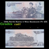 1998 North Korea 5 Won Banknote P# 40b Grades Gem++ CU