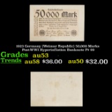 1923 Germany (Weimar Republic) 50,000 Marks Post-WWI Hyperinflation Banknote P# 99 Grades Select AU