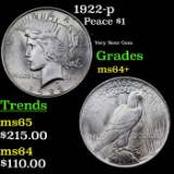 1922-p Peace Dollar $1 Grades Choice+ Unc