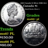 1965 Canada $1 Silver Canada Dollar KM# 64.1 $1 Grades GEM++ PL