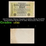 1923 Germany (Weimar Republic) 10 Million Marks Post-WWI Hyperinflation Banknote P# 106d, Watermark: