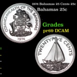 Proof 1974 Bahamas 25 Cents 25c Grades GEM++ Proof Deep Cameo