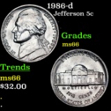 1986-d Jefferson Nickel 5c Grades GEM+ Unc